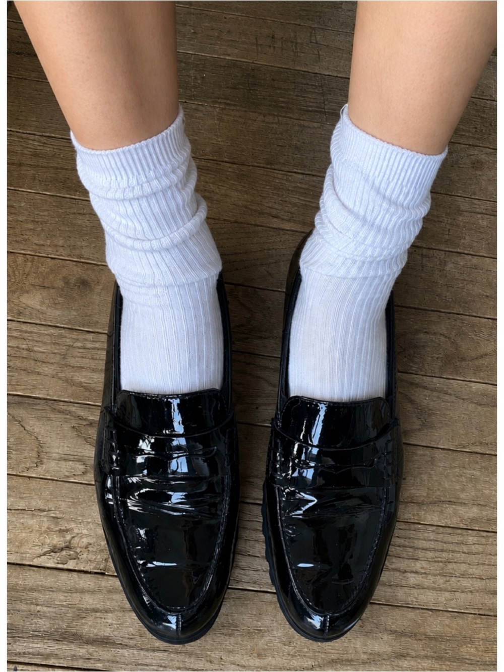 Paul Green Black Patent Leather Lug Sole Penny Loafers UK 8 / US 10.5